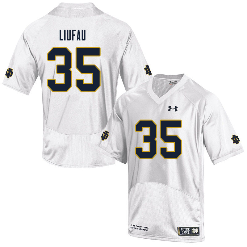 Men's NCAA Notre Dame Fighting Irish #35 Marist Liufau Stitched College Under Armour Authentic White Football Jersey DS10S28ZS